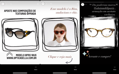 Agência de Marketing Digital GHM - Case Growth Hacking Marketing - Óculos - Instagram Stories